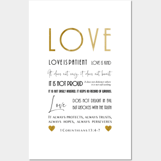 Love is patient Love is kind Bible Verse Christian Typography Posters and Art